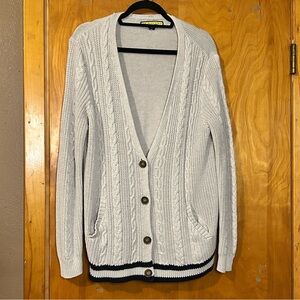 Prince & Fox Cream and Blue Cable Knit Cardigan